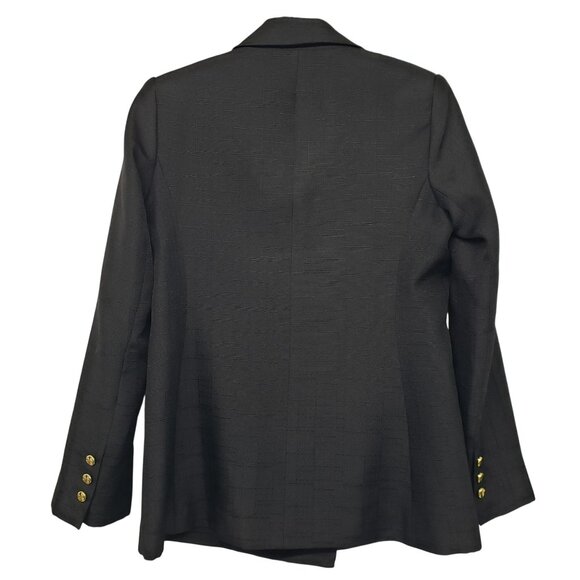 Tuckernuck Diana Black Textured Tweed Double Breasted Blazer Gold Buttons - Picture 10 of 11